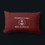 Nautic Anchor Rope Familienname Beach House Red Lendenkissen<br><div class="desc">Ihr Familienname Beach House Rope & Anchor Deep Red Lumbar Kissen Kissen Kissen Kissen.</div>