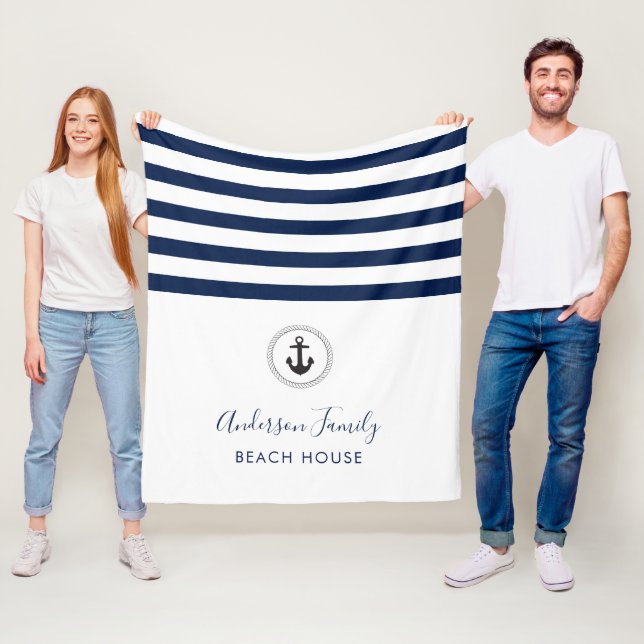Nautic Anchor & Rope Family Beach House Fleecedecke (Beispiel)