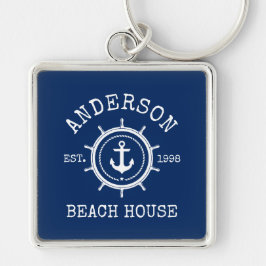 Nautic Anchor Rope Helm Navy Blue Schlüsselanhänger