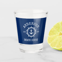 Nautic Anchor Rope Helm Navy Blue Schnapsglas