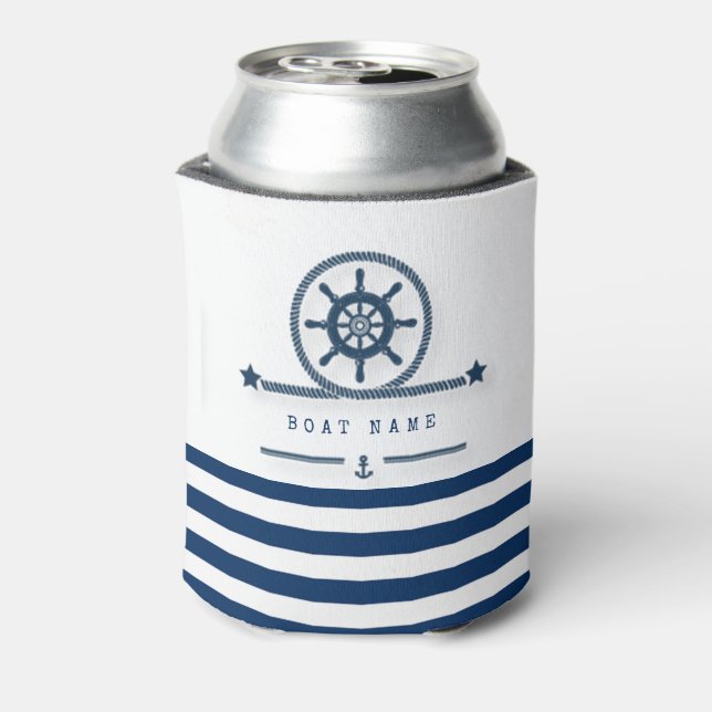 Nautic, Anchor, Rope Navy Blue Stripes Dosenkühler (Kanne Rückseite)