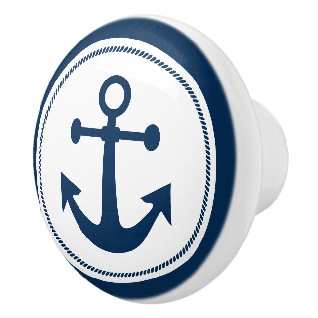 Nautic Anchor Rope Navy Blue und White Keramikknauf (Rechts)