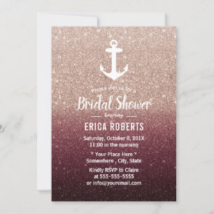 Nautic Anchor Rose Gold Ombre Brautparty Einladung