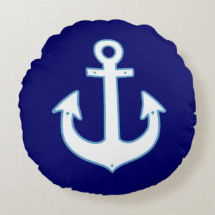 Nautic Anchor Rundes Kissen