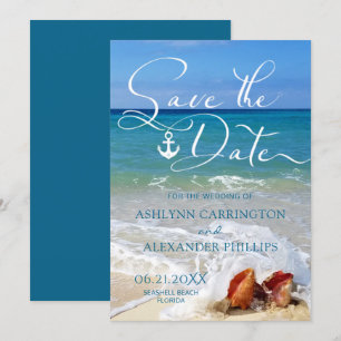 Nautic Anchor Seashells am Strand oder Ihr Foto Save The Date