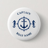 Nautic Anchor Seepferd Captain Boat Name Navy