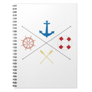 Nautic Anchor Segelschiff Ore Note Book Notizblock