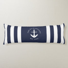 Nautic Anchor Striped Navy Blau und Weiß Seitenschläferkissen