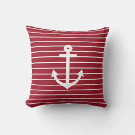 Nautic Anchor Striped Red Kissen