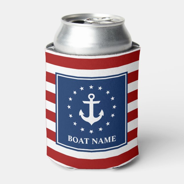 Nautic Anchor Striping Boat Name RWB Stars Dosenkühler (Kanne Vorderseite)