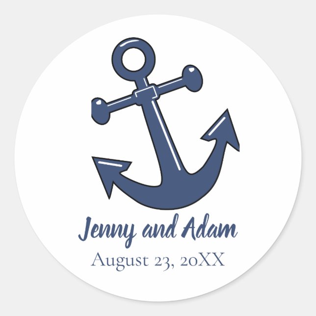 Nautic Anchor Theme Bevorzugung Stickers Siegel (Vorderseite)