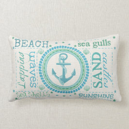 Nautic Anchor Typografy Beach Lumbar Pillow Lendenkissen