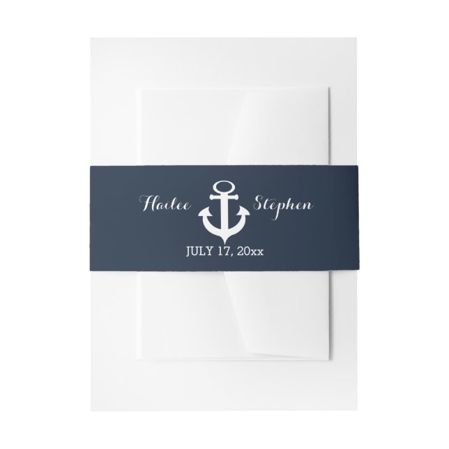 Nautic Anchor Wedding Einladungsbanderole (Vorderseite Beispiel)