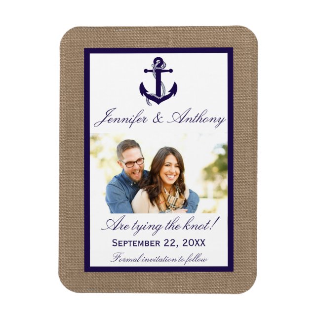 Nautic Anchor Wedding Foto speichern das Date Magn Magnet (Vertikal)