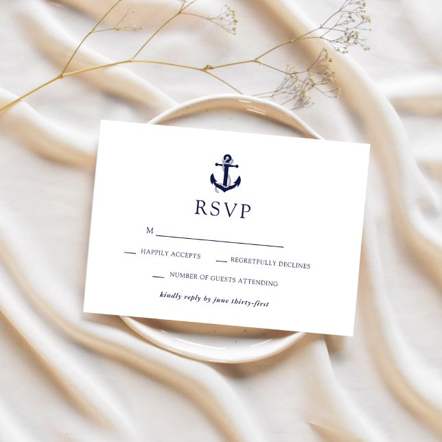 Nautic Anchor Wedding RSVP Karte (Von Creator hochgeladen)