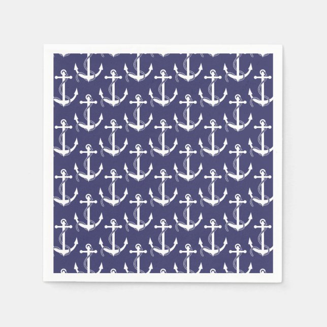 Nautic Anchors Aweigh Navy Serviette (Vorderseite)