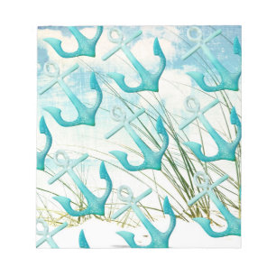 Nautic Anchors Beach Ocean Seaside Coastal Thema Notizblock