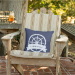 Nautic B Family Name Navy Blue Stripes Kissen<br><div class="desc">Ein Geschenk für jemanden,  der nautische Liebe.</div>