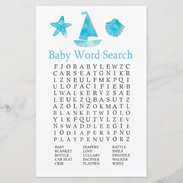 Nautic Baby Shooter Word Search Game (Vorderseite)