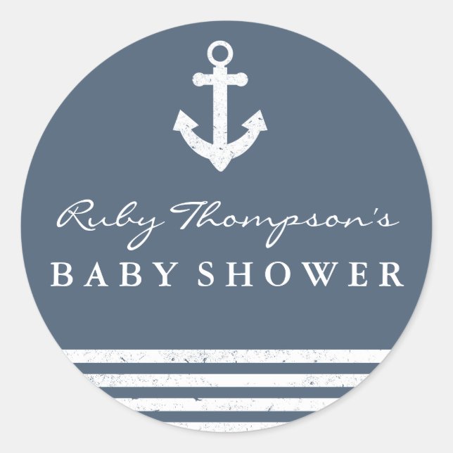 Nautic Baby Showaufkleber Runder Aufkleber (Vorderseite)