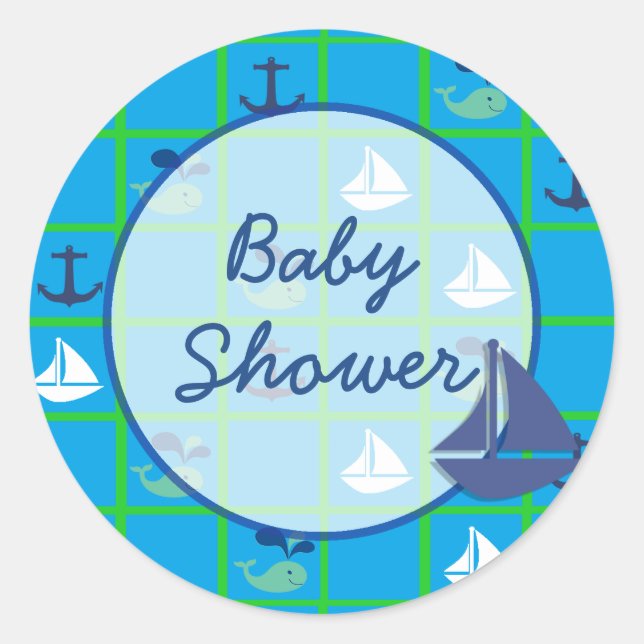 Nautic Baby Showaufkleber Runder Aufkleber (Vorderseite)