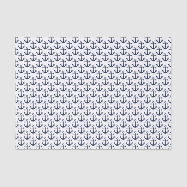 Nautic Beach Anchors Navy White Sailing Seidenpapier (Vorderseite)