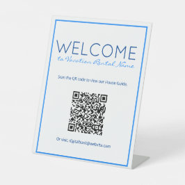 Nautic Beach Blue Digital QR Code Begrüßungszeiche Sockelschild