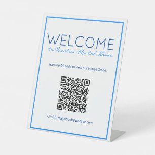 Nautic Beach Blue Digital QR Code Begrüßungszeiche Sockelschild