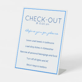 Nautic Beach Blue Guest Karo Out Table Sign Sockelschild