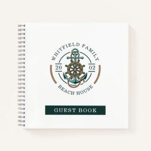 Nautic Beach House Familienname Custom Gästebuch Notizbuch