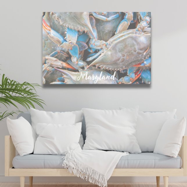 Nautic Beach House Rustic Crab Canvas Print Leinwanddruck (A beautiful splash of color to your walls with a personalized Maryland Blue Crab Canvas!)