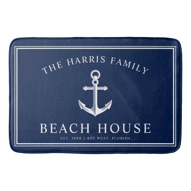 Nautic Beach House| Willkommensmarkt und Weiß Badematte (Vorderseite)