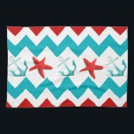 Nautic Beach Red Aquamarin Zickzack Anchors Starfi Küchentuch<br><div class="desc">Nautical Beach Red Aquamarine Zickzack Anker Starfish mit rot-türkis Zickzack Streifen mit aquamarin türkisblauen Ankern und leuchtend roten Seestern zentriert in der Mitte des Zickzack Musters. "nautische" "Beachthema" "sommer" "anker" "starfish" "seaside" "ocean" "sea" - Zickzack" "musters" "aquamarin" "türkis" "türkis und rot" "blau und rot"</div>