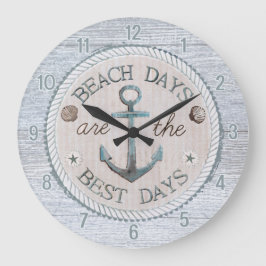 Nautic Best Days Beach Rustic Wall Clock Große Wanduhr