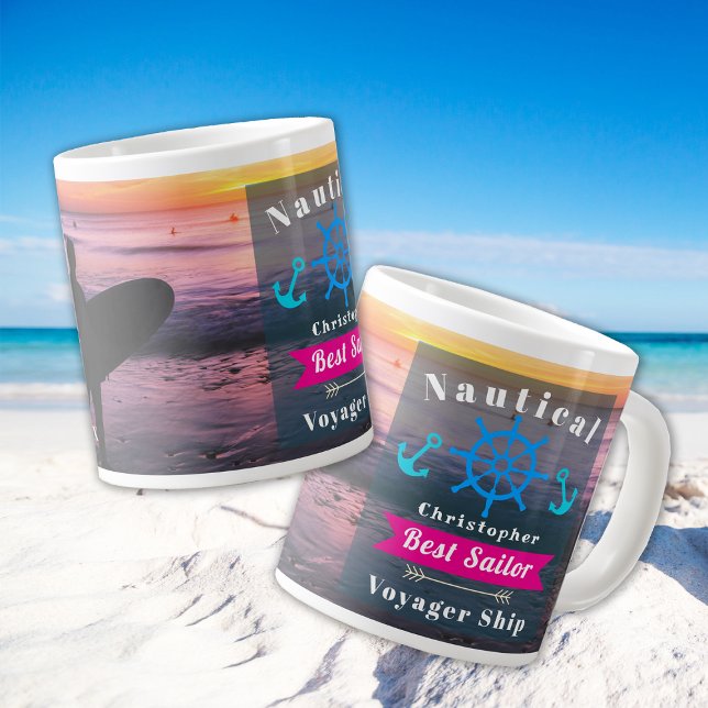 Nautic Best Sailor Foto Jumbo-Tasse (Nautical Best Sailor Photo Mug.)
