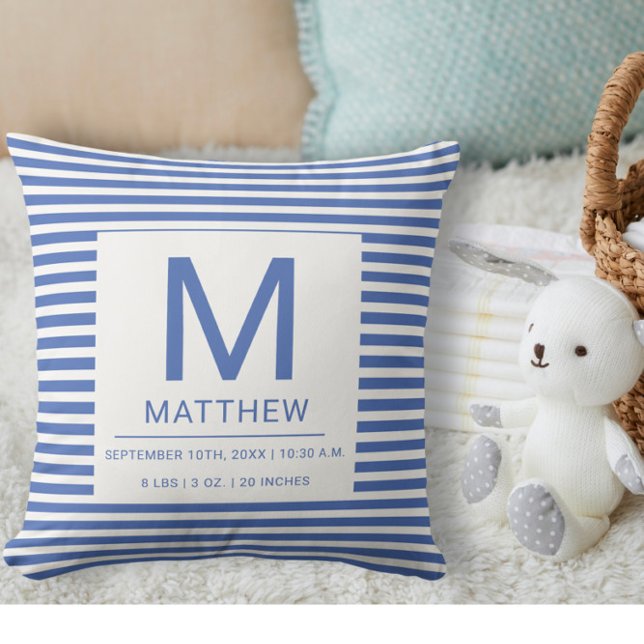 Nautic Birth Stats Newborn Baby Throw Pillow Kissen (Von Creator hochgeladen)