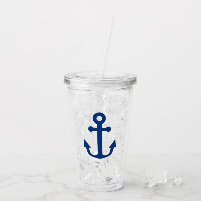 Nautic Blue Anchor Acryltrinkbecher (Rückseite Ice)
