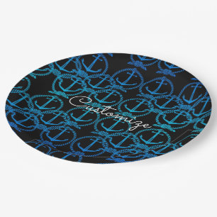 Nautic Blue Anchor Motif Paper Teller