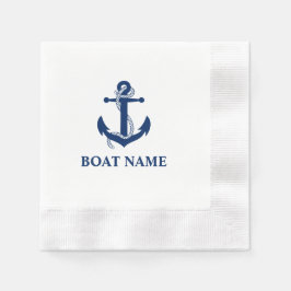 Nautic Blue Anchor Rope Boat Name Cocktail Serviette