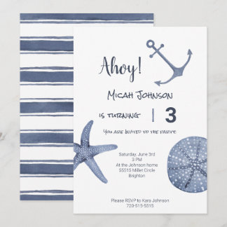 Nautic Blue Birthday Einladung jedes Alter