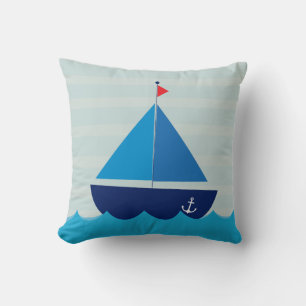 Nautic Blue Boat Throw Kissen