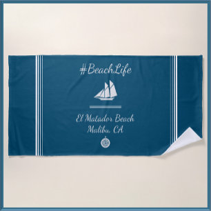 Nautic Blue Customizable Beach Life Strandtuch