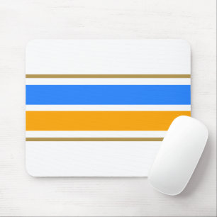 Nautic Blue, fett gelbe Streifen auf weiß Mousepad