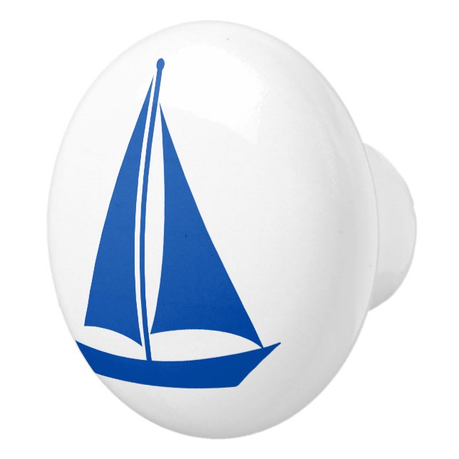 Nautic Blue Sailboat Keramikknauf (Rechts)