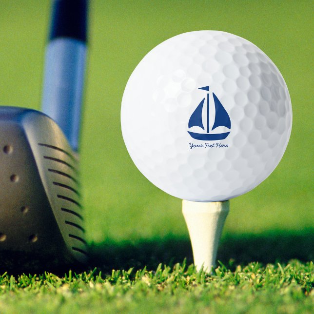 Nautic Blue Sailboat personalisiert Golfball (Von Creator hochgeladen)
