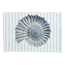 Nautic Blue Spiral Muschel & White Stripes