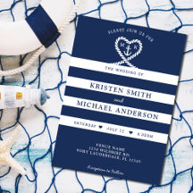 Nautic Blue Striped Rope Heart Anchor Hochzeit