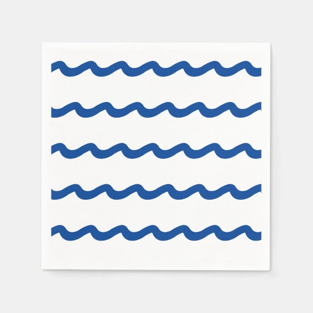 Nautic blue white sea waves pattern Party paper Serviette (Vorderseite)