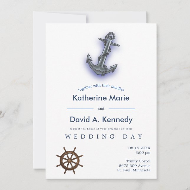 Nautic Boat Anchor Fabulous Sailing Wedding Einladung (Vorderseite)