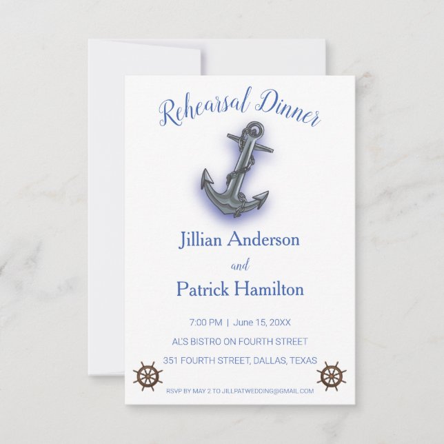 Nautic Boat Anchor Fabulous Sailing Wedding Einladung (Vorderseite)
